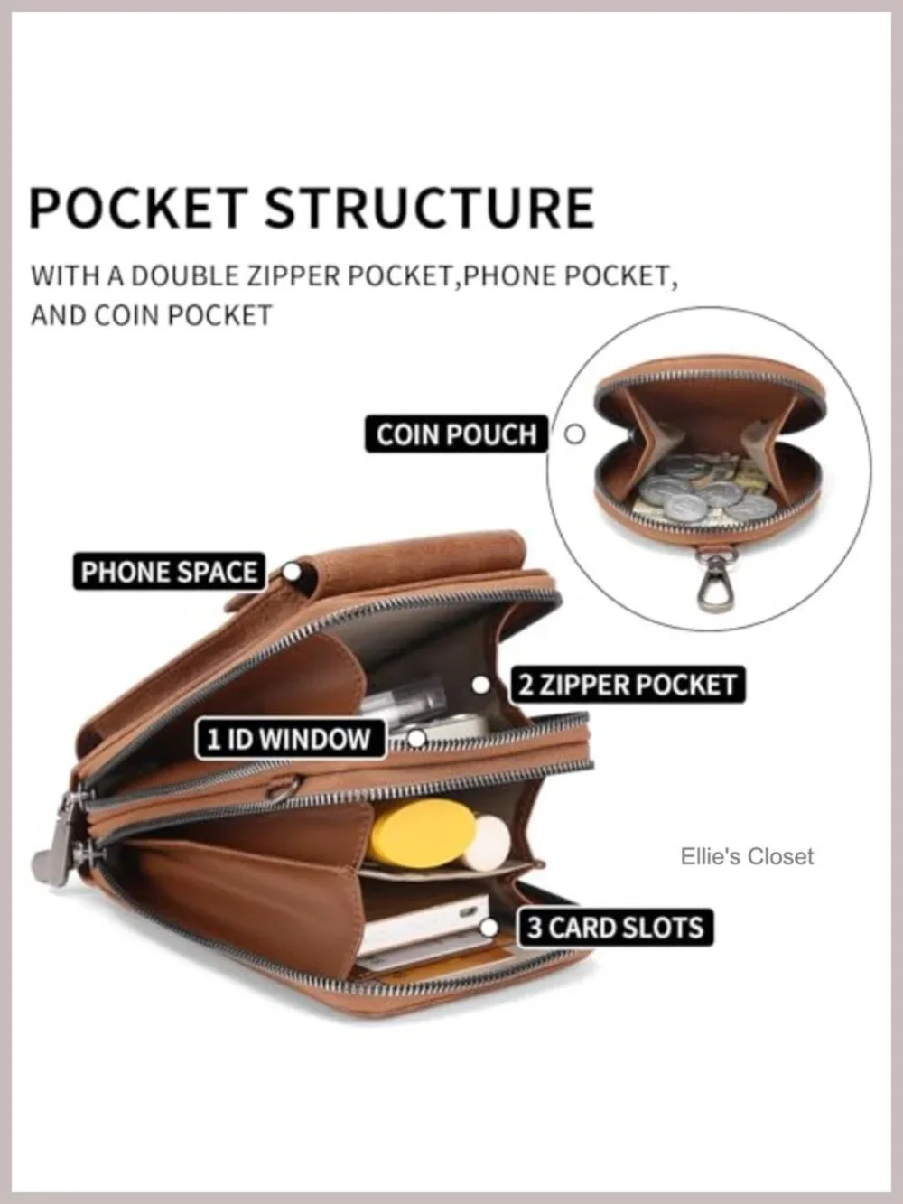 Vegan Leather Small Crossbody Phone Purse with Adjustable Strap